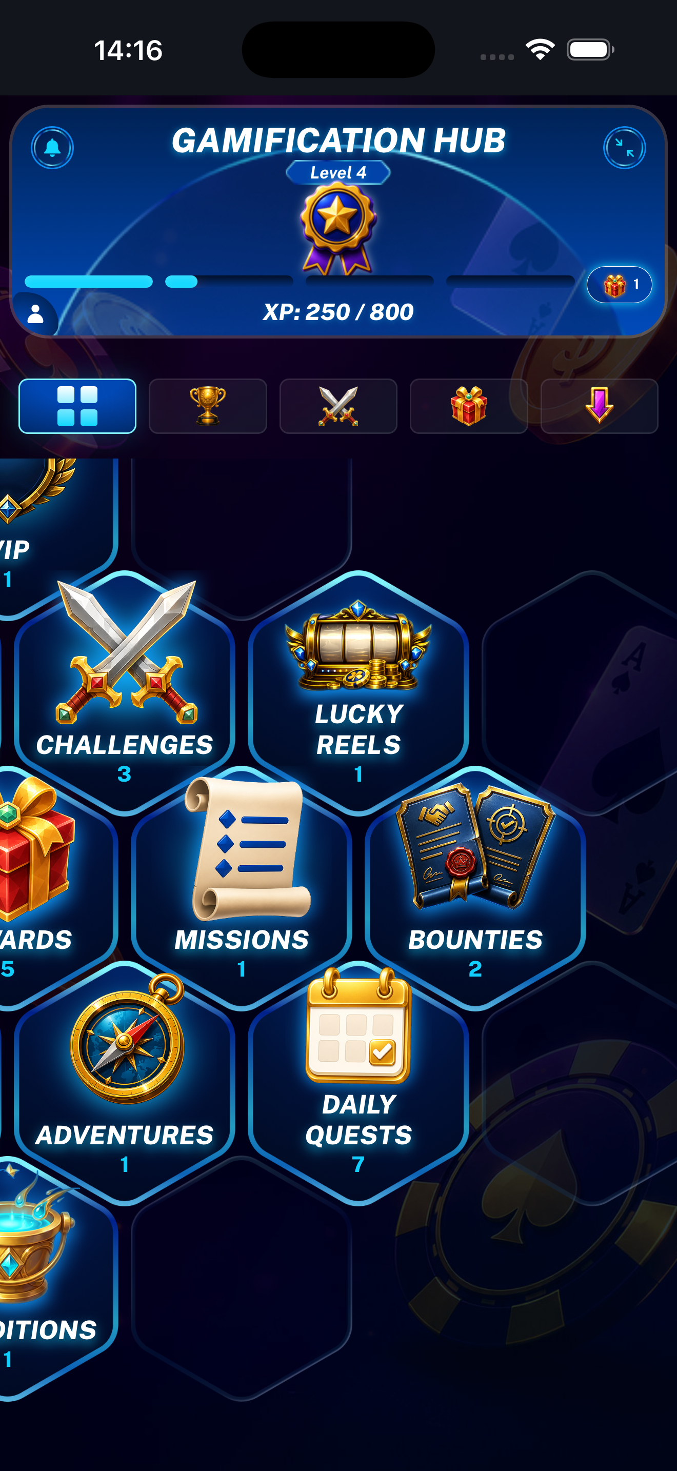 Widgets overview showing the available Bounty count